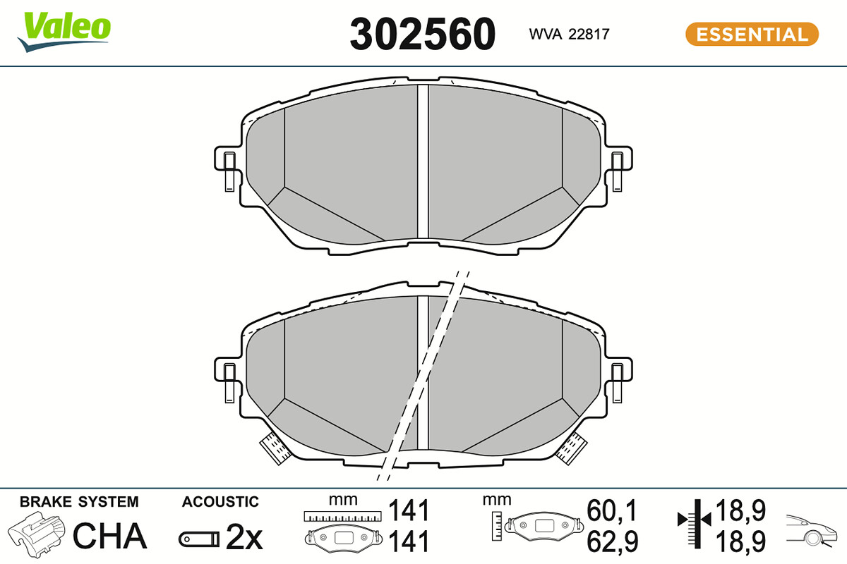 Jeu de 4 plaquettes de frein VALEO ref. 302560